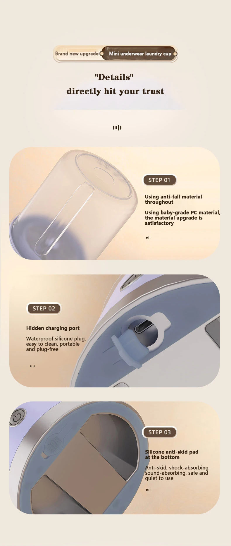 Tidesmit portable wireless mini washing bucket for travel cleaning underwear and socks with 2-speed timer feature