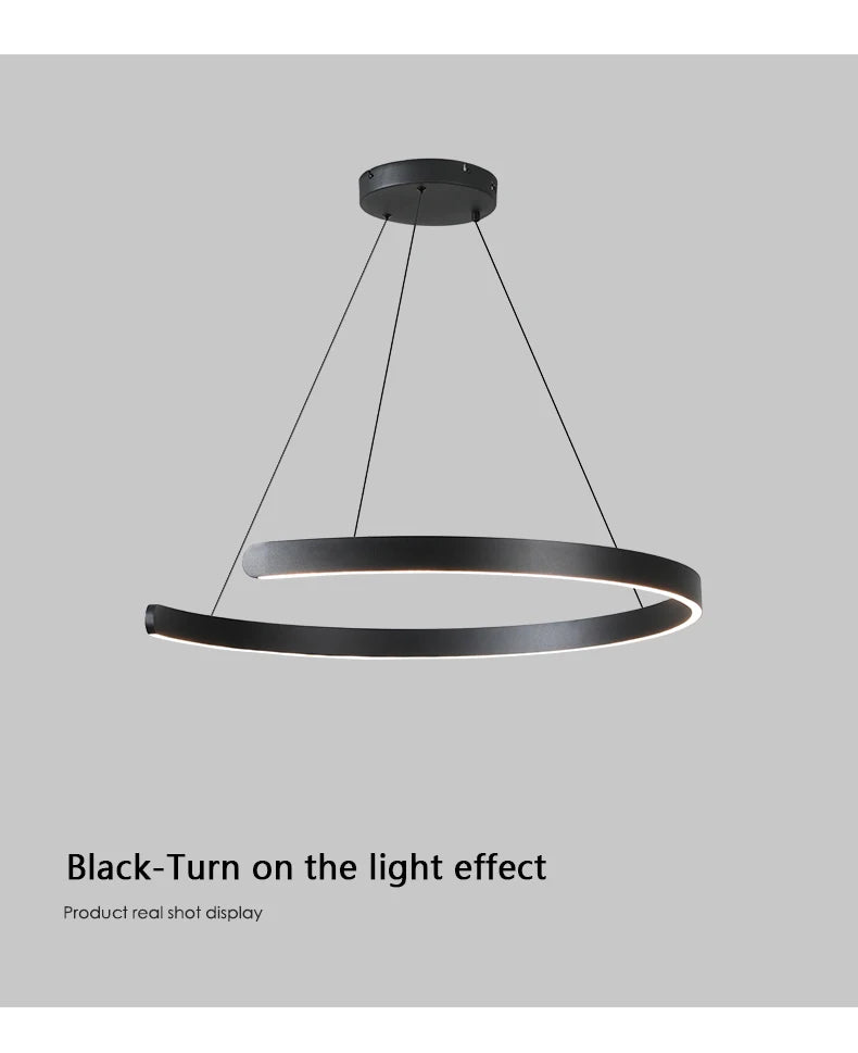 Modern LED Ring Ceiling Chandelier 60cm Black - Minimalist Decor Tidesmit