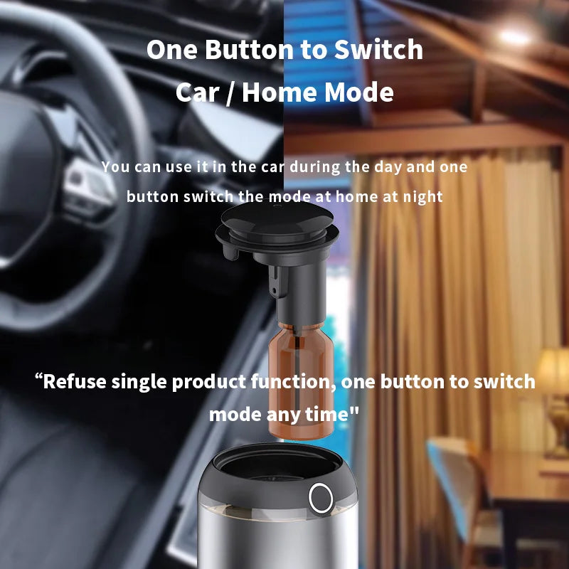 Car Diffuser Waterless Essential Oil Aroma Diffuser Rechargeable Dual-Mist Tech Smart Start/Stop For Home/Vehicle Air Freshener
