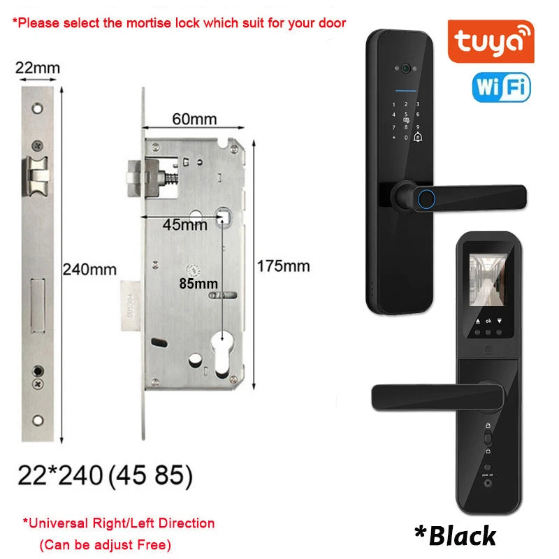 XSDTS New Tuya Wifi Digital Electronic Smart Door Lock With Biometric Camera Fingerprint Smart Card Password Key Unlock
