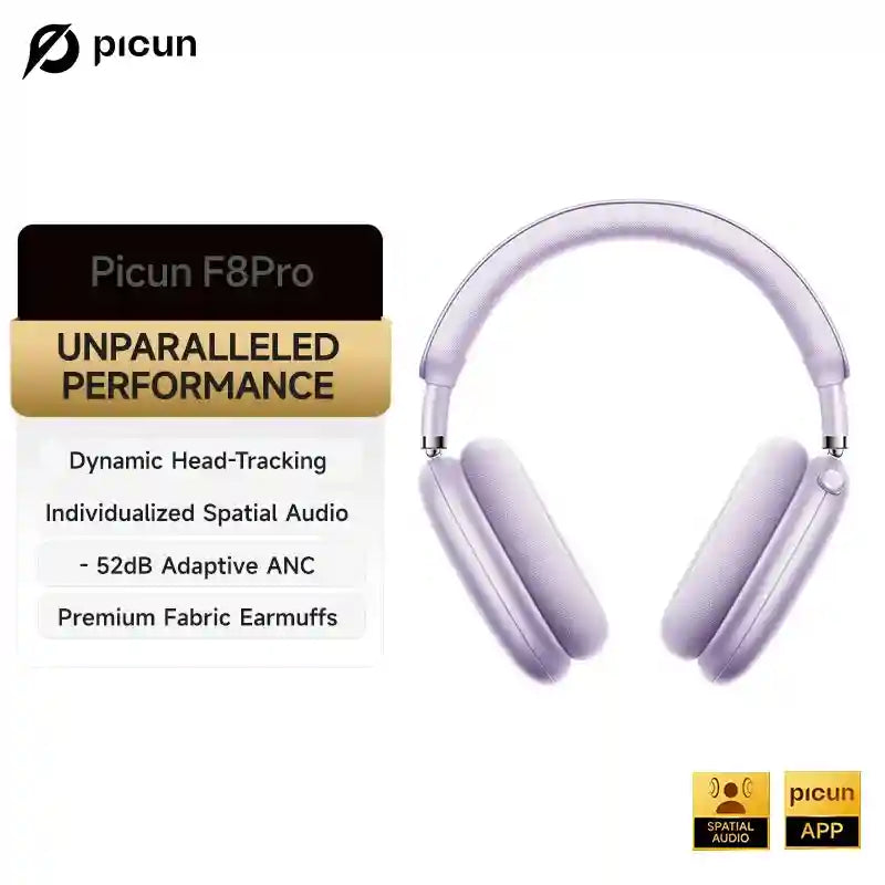 Wireless Headphones with 52dB Active Noise Cancelling & Spatial Audio Purple Tidesmit