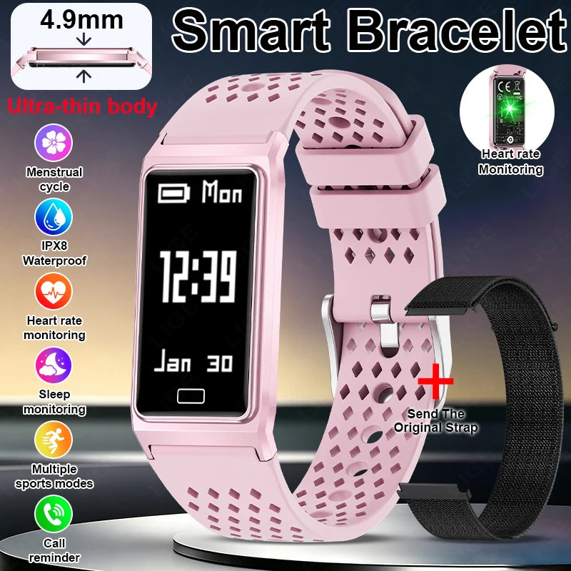 LIGE 4.9MM Ultra-Thin Fashion Men Women Smart Bracelet Sports Fitness Tracker Heart Rate Health Monitor Waterproof SmartWatch
