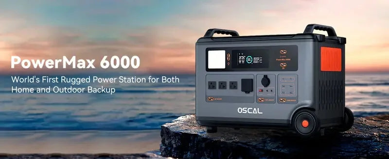 OSCAL 6000W/7200Wh Outdoor Camping Portable Power Station with BP3600 Expansion Battery, Home Emergency Solar Power