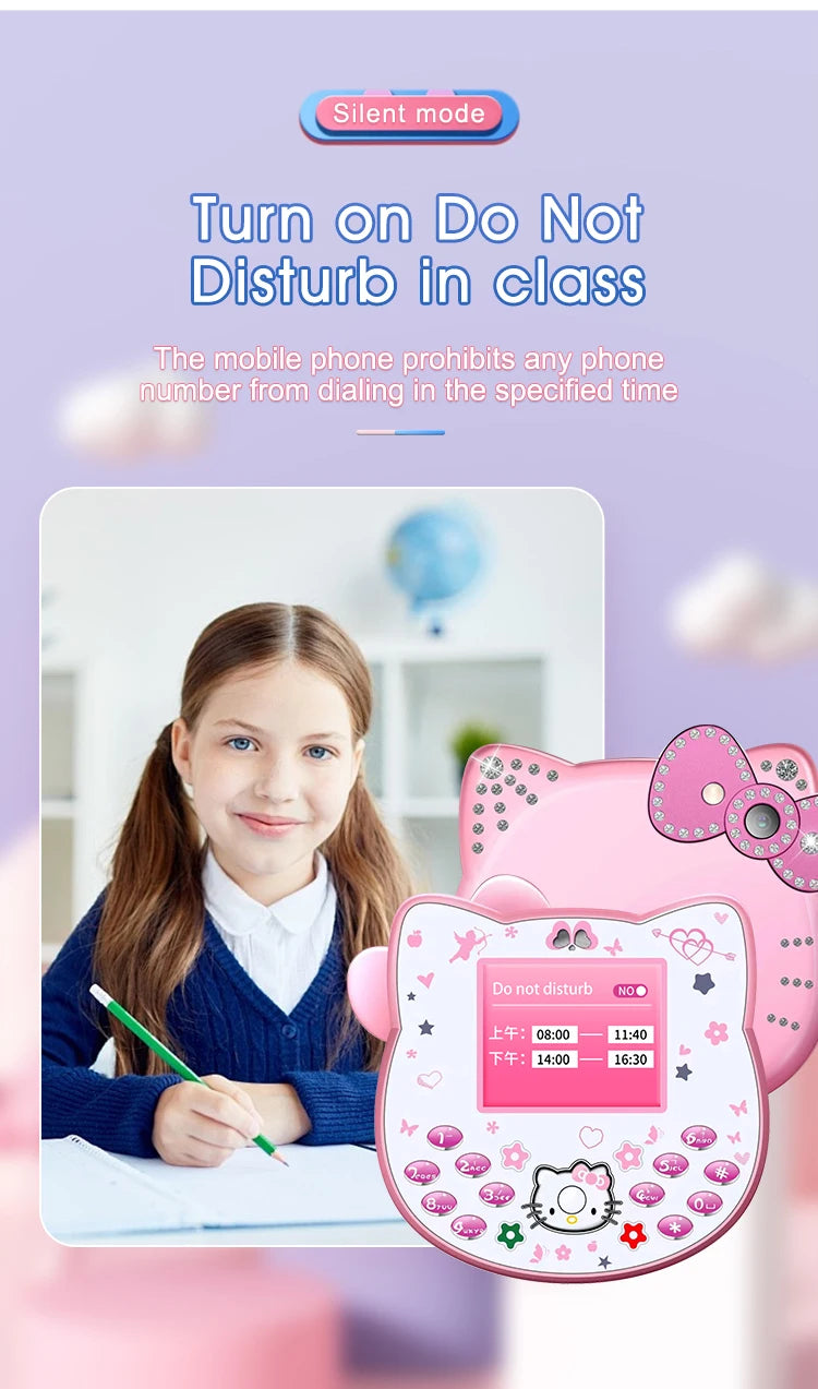 2024 Sanrio Hello Kitty Flip Phone Kawaii K688 Cartoon Taiml Cute Mini Phone Birthday Fashion Gift Toys Christmas For Anime Fans