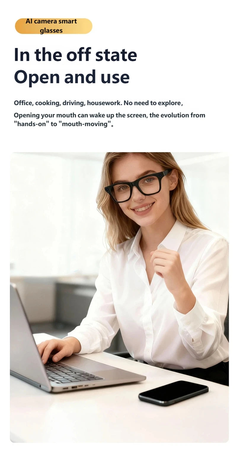 AI Smart Shooting Glasses | HD Voice Control Wide Angle Black Edition Tidesmit
