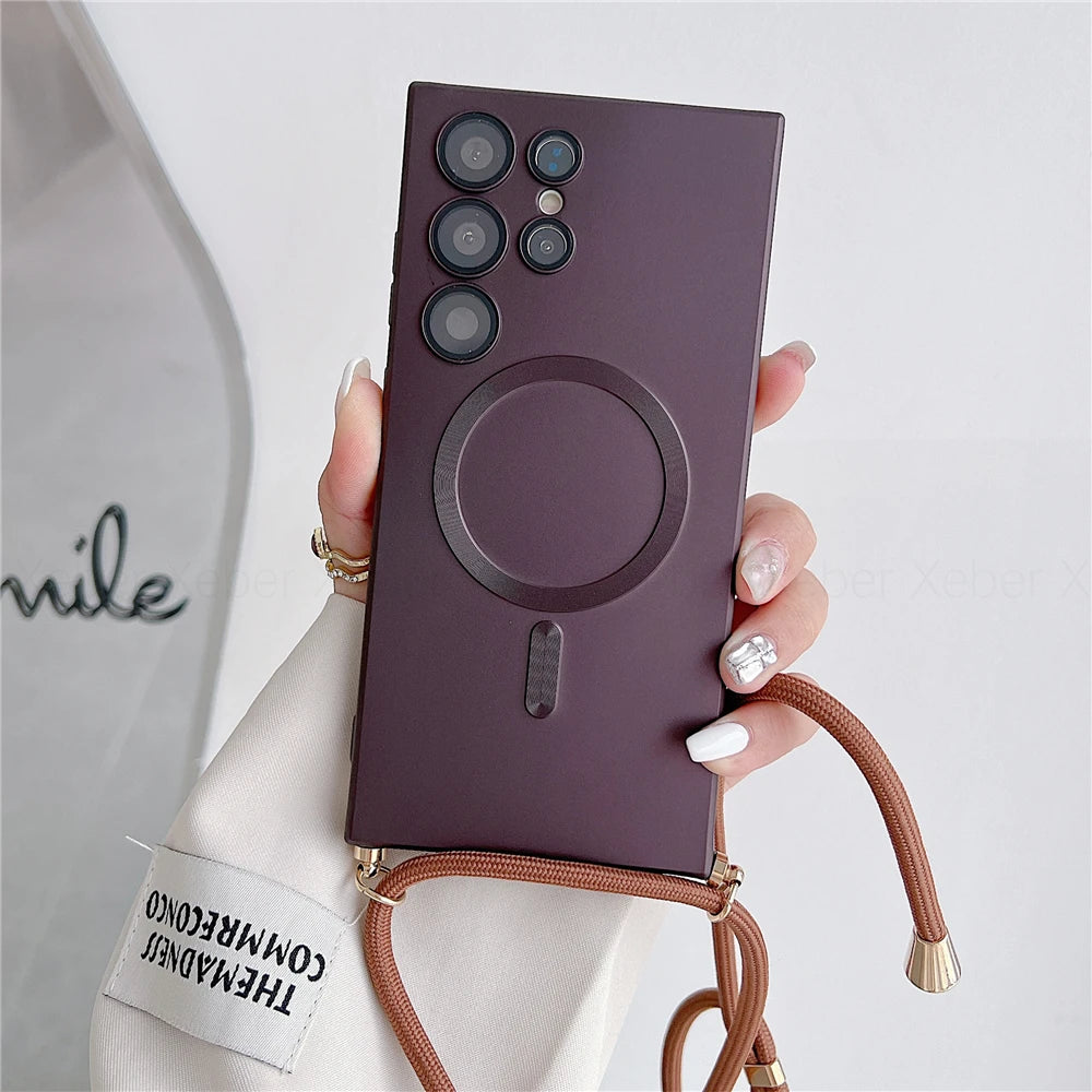 Samsung S25 Ultra Magnetic Case with Detachable Crossbody Lanyard Strap Tidesmit