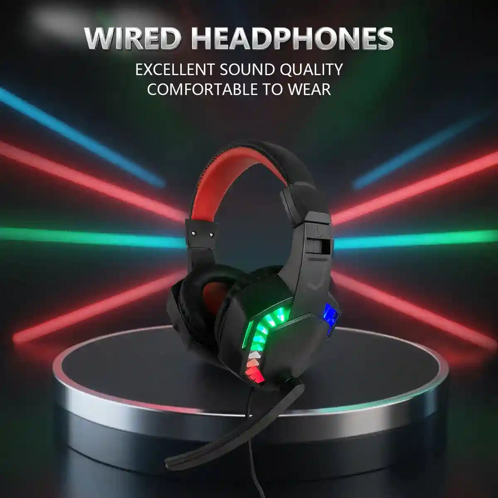 Wired Gaming Headset with RGB Lighting - Over-Ear Precision Audio Tidesmit