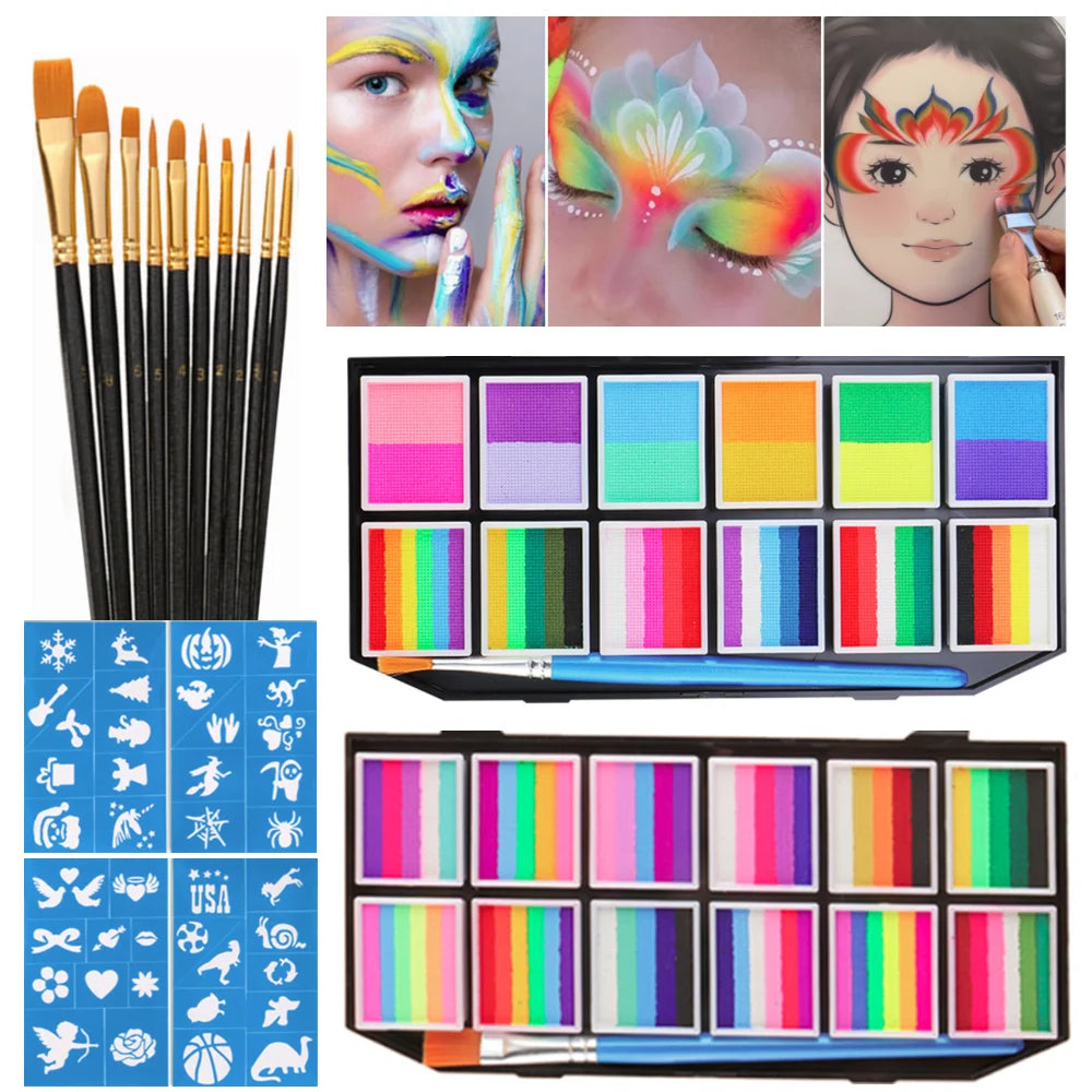 Tidesmit 12 color water-soluble face and body paint palette for Halloween carnival cosplay and party makeup kit