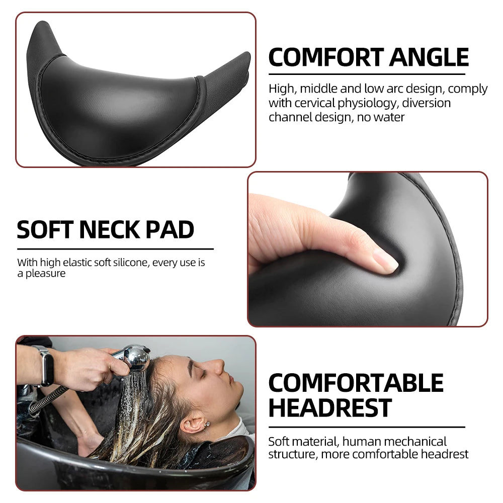 Salon Hair Washing Sink Pillow | Silicone Neck Rest Cushion Black Massage Chairs Tidesmit
