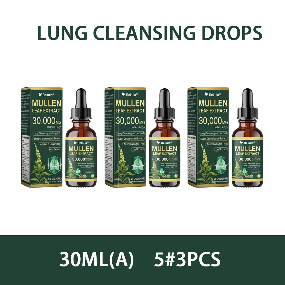 Fast Absorption Lung Clean Drops Natural Mullein Leaf Extract 30000mg Daily Respiratory Care Drops