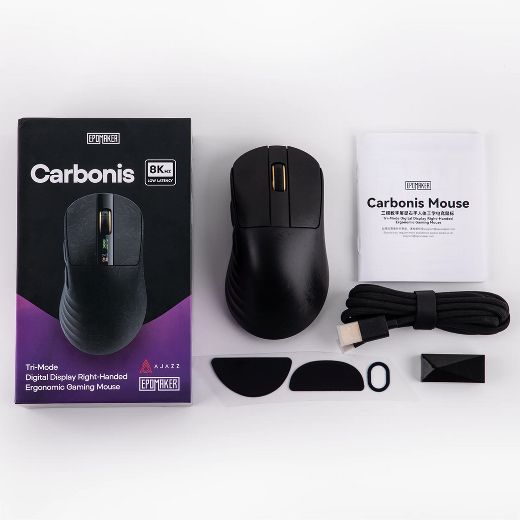 EPOMAKER Carbonis Tri-mode Wireless PAW3950 Sensor Gaming Mouse 8K Polling Rate & 30K DPI Ergonomic Mouse with Digital Display