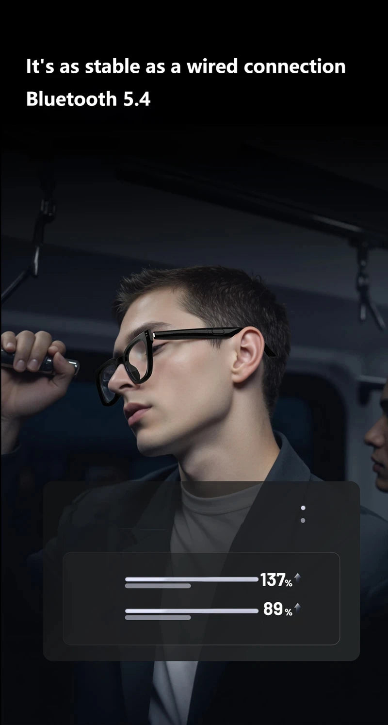 Tidesmit Smart Glasses - 8K AI Camera with Spatial Audio, Black Tidesmit