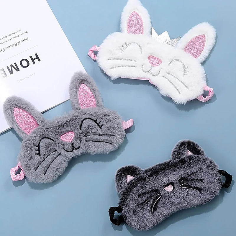 1pc Sleeping Mask Sleeping Blindfold Soft Plush Eye Masks Cute Cat Eye Cover Plush Mask Eyepatch Nap Health Eye Cover
