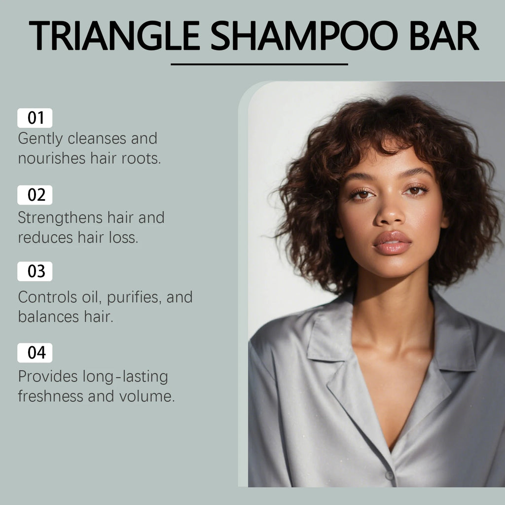 HOEGOA Triangle Herbal Nourishing Shampoo Bar Clean Scalp Reduce Loss Strengthen Hair Control Water-oil Balance Repair Damaged