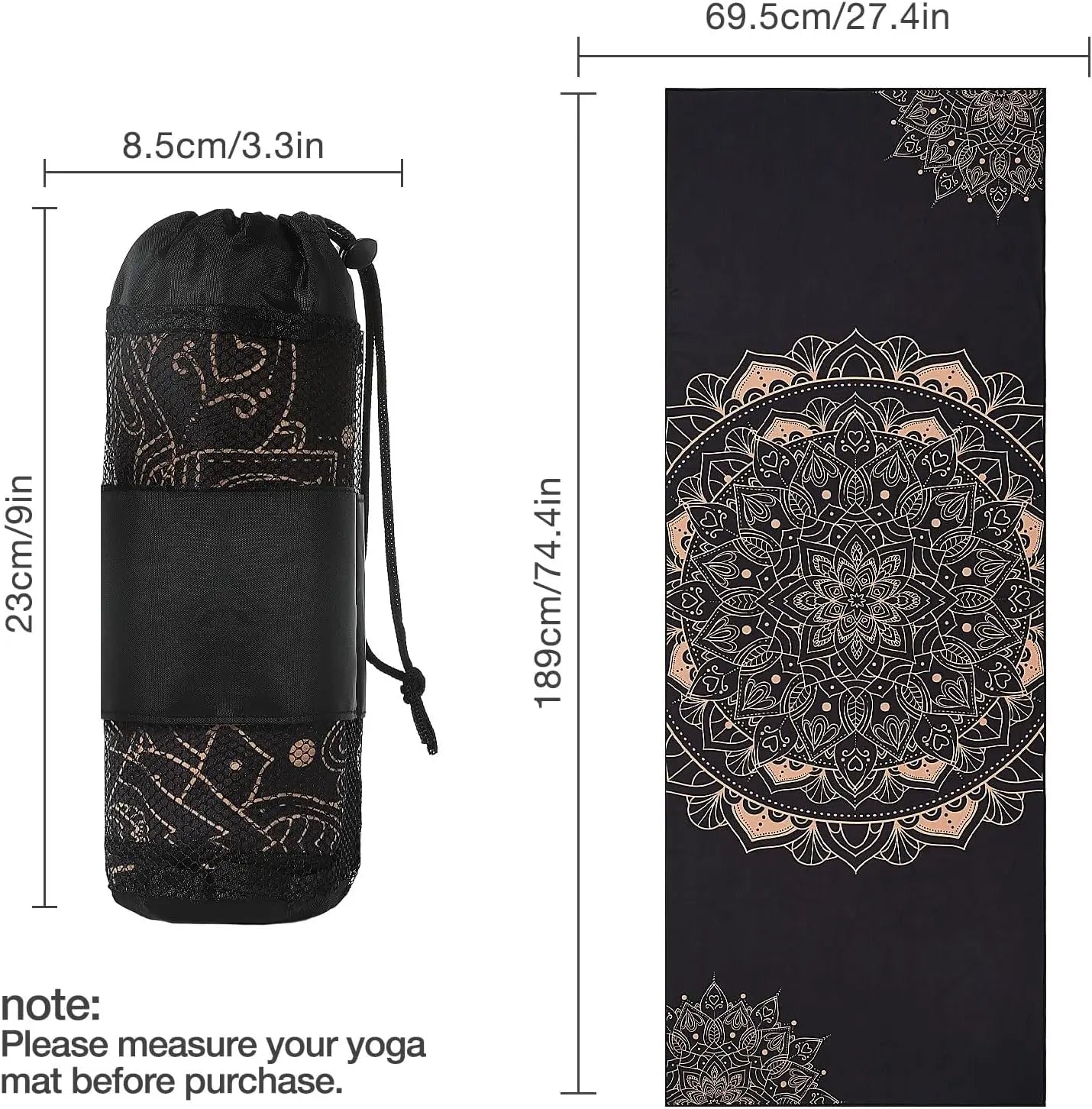 MoKo Yoga Towel Non Slip Hot Yoga Mat Yoga Blanket Printing Pattern Quick Dry with Corner Pocket for Bikram Pilates Gym Workout