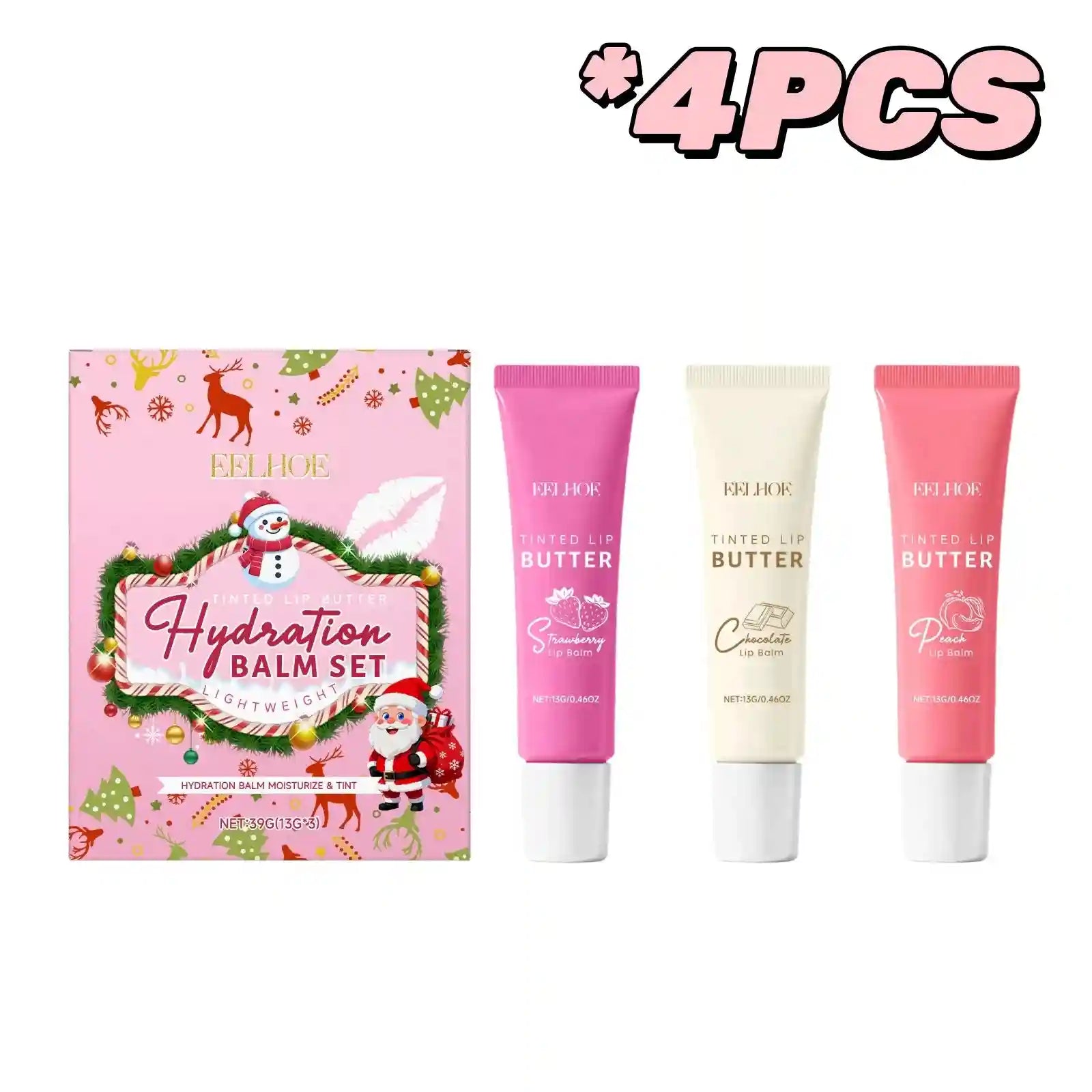 Hydrating Lip Care Set: Nourishing Long-Lasting Moisture Balm Treatment Lip Care 39g Boxed X4PCS Tidesmit