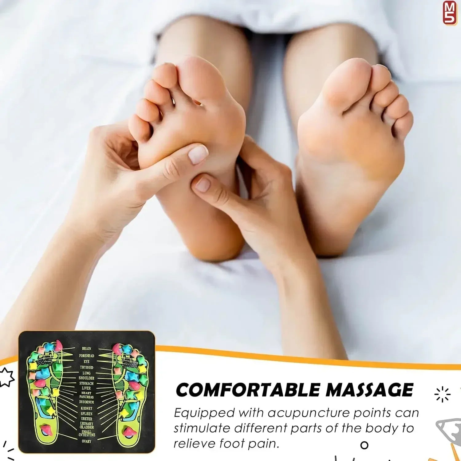 Foot Massage Mat for Reflexology Pain Relief - Tidesmit Home Spa Series Relaxation Treatment Tidesmit
