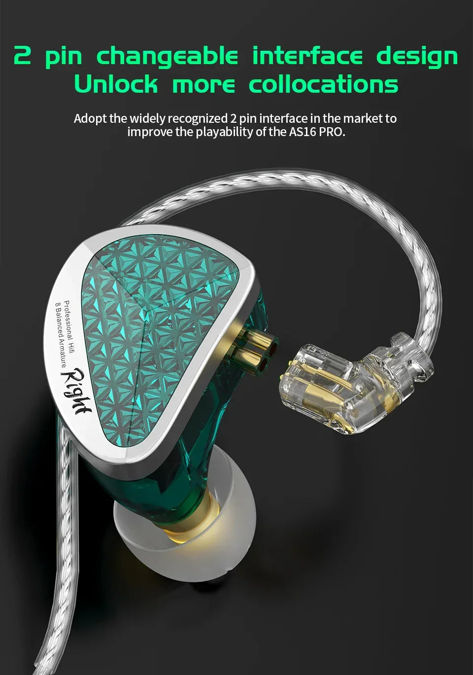 8BA Wired In-Ear Monitors with 8 Balanced Armature Drivers by Tidesmit Tidesmit