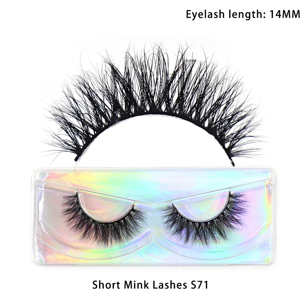 Tidesmit 12mm-15mm natural 3D mink lashes fluffy wispy false eyelash extensions detail view for face makeup