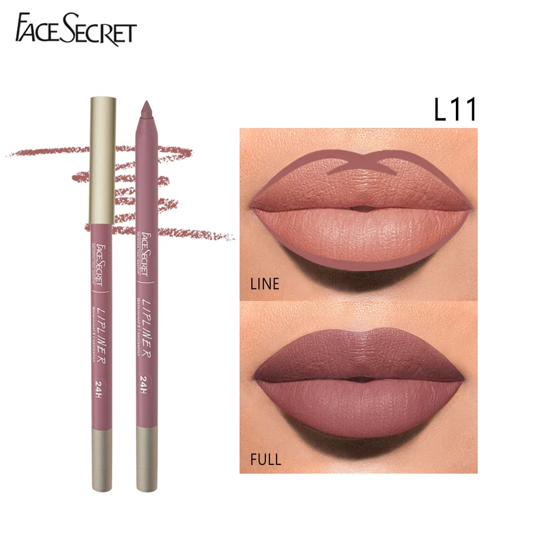 Face Secret matte waterproof lip liner pen L11, long-lasting velvet lip color for defined, full-coverage lip makeup.