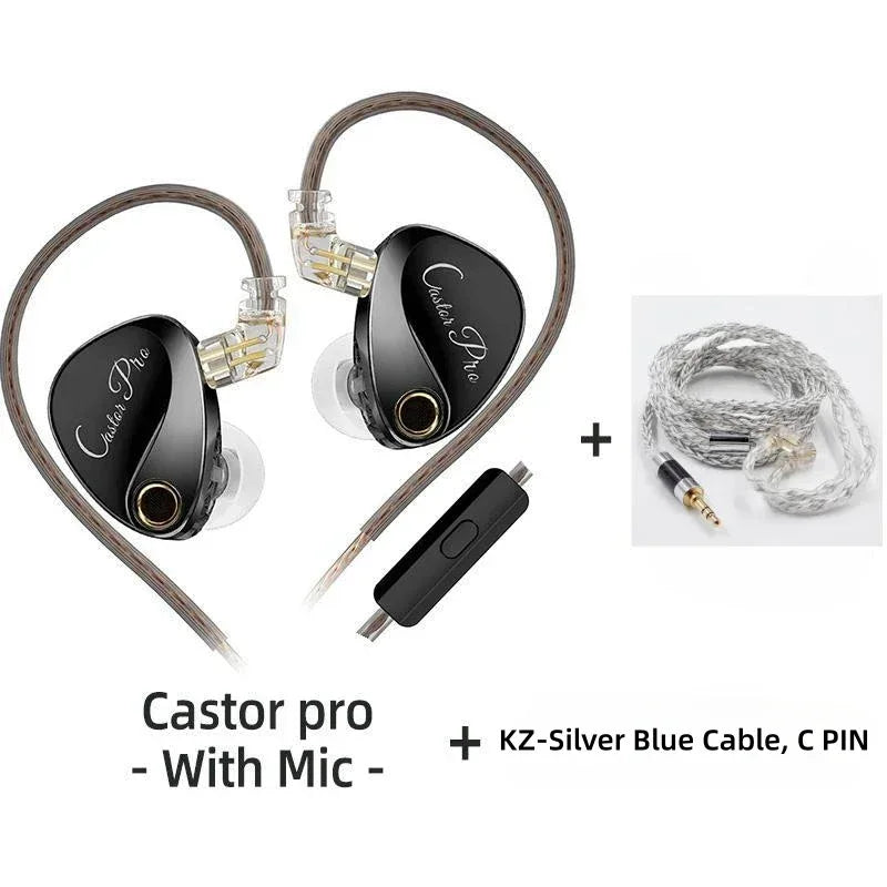 Tidesmit Dual Dynamic Driver Hi-Fi Wired In-Ear Monitors Blk MIC-Silver cable Tidesmit