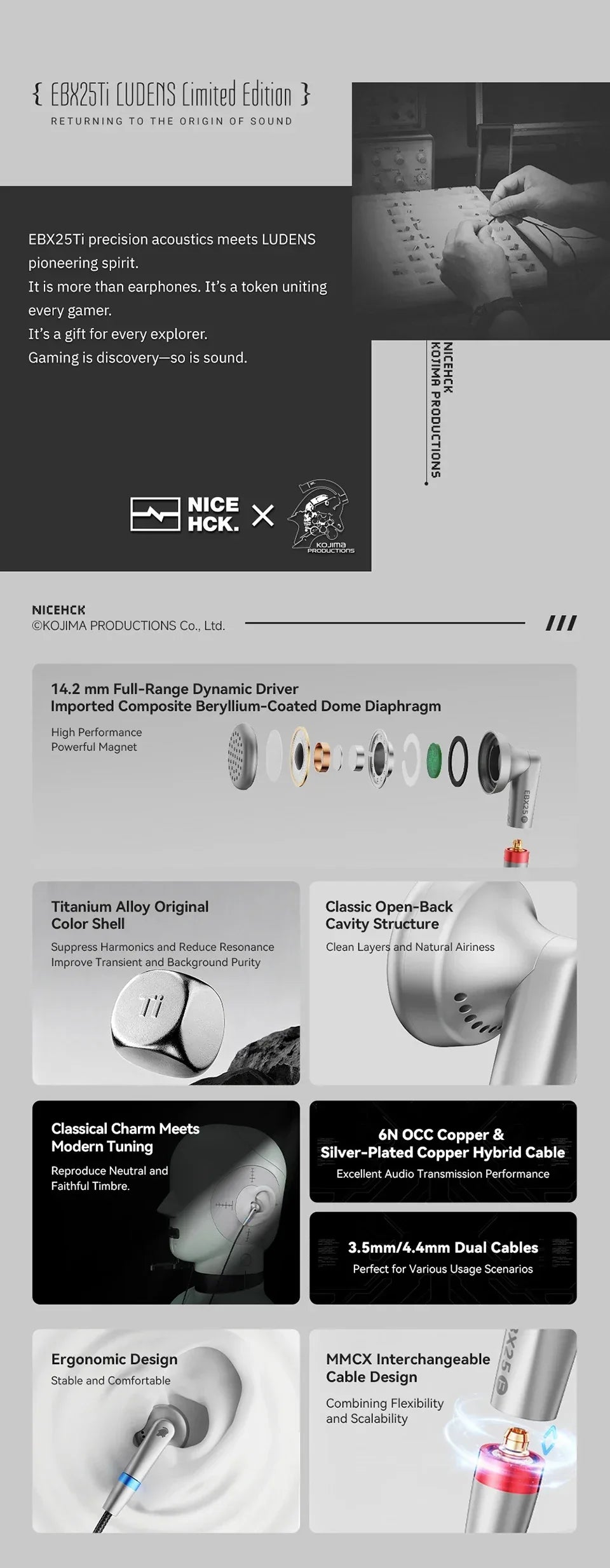 Ludens HiFi Titanium Alloy Wired Earbuds by Tidesmit EBX25Ti Tidesmit