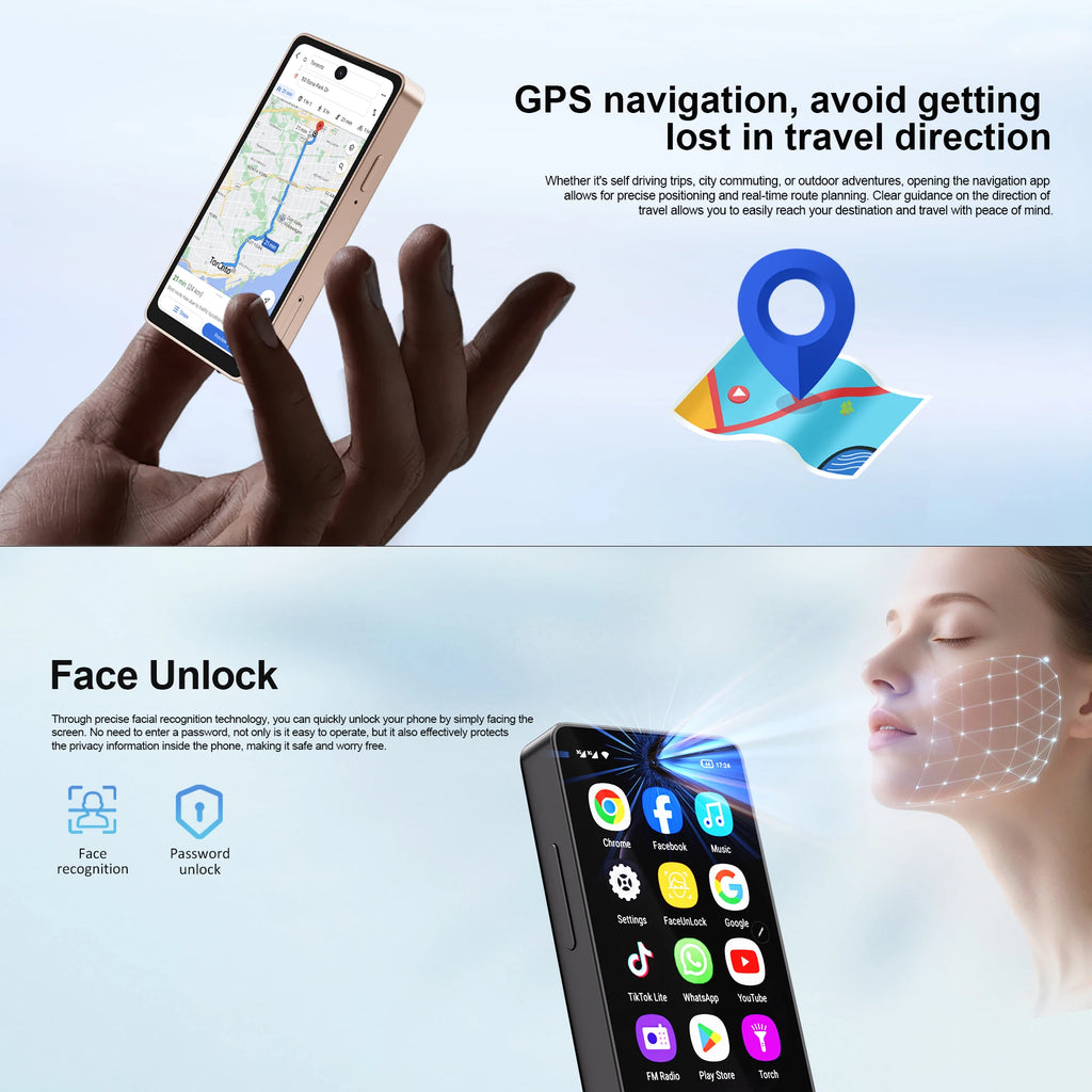 SERVO Built-in Stylus Mini Smartphone Android 3G Cellular 4" Display 16GB ROM GPS Face Unlock Tiny Mobile Phones WIFI Play Store