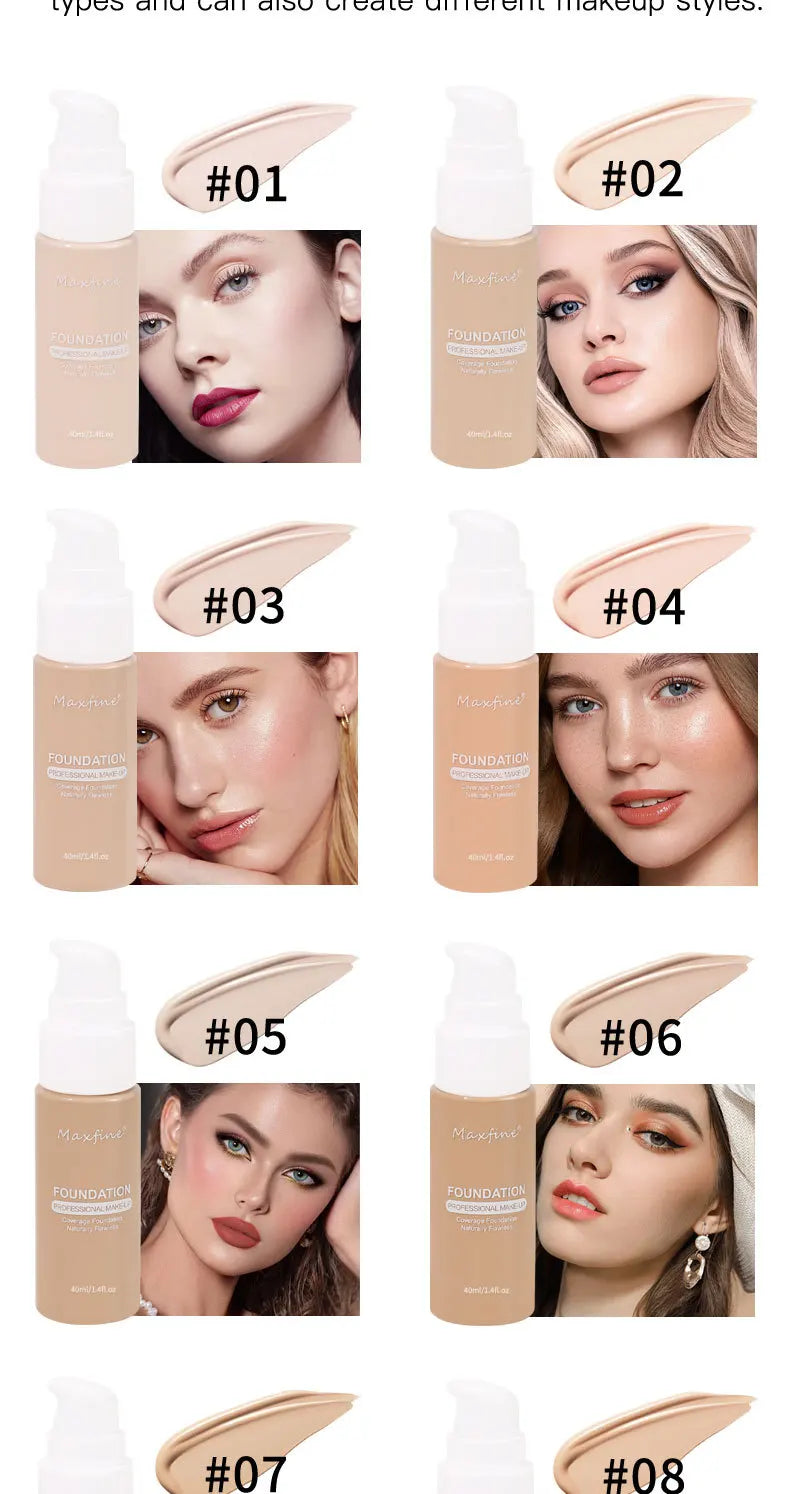Tidesmit 12 color liquid foundation set showing delicate moisturizing texture and high coverage face makeup finish