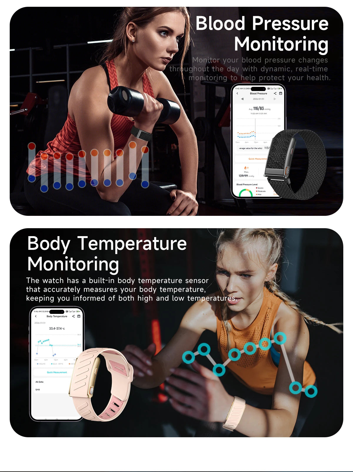 2026New Sport Fitness Tracker Smart Band Blood Oxygen Pressure Uric Acid Blood Lipid ECG Waterproof Smart Bracelet For Men Women