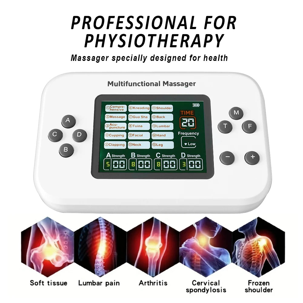 TENS EMS Muscle Stimulator with 30 Intensity Levels and 8 Pads Relaxation Treatment Tidesmit