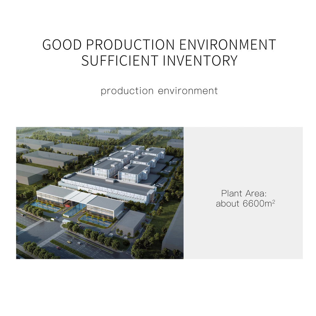 Aerial view of a 6600 square meter industrial manufacturing plant with modern buildings and surrounding green space.