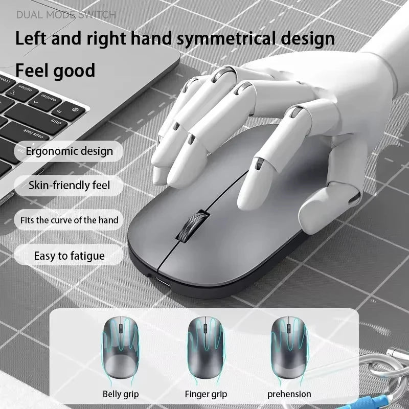 2.4G Wireless Mouse Type-C Rechargeable Bluetooth Mouse 1600DPI Silent Click Portable Office Game No-Noise Mice for PC Laptop