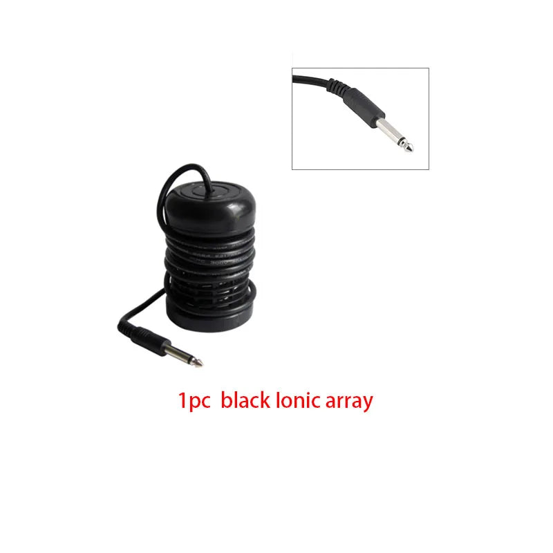 Black ionic foot detox array for spa bath machine with standard plug connector for home health and pain relief use.