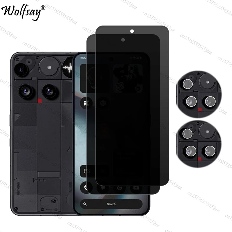 Privacy Screen Protector For Nothing Phone 3 Anti-Spy Tempered Glass For Nothing Phone 3 Camera Glass For Nothing Phone 3 Glass AE 2 Glass and 2 Lens Nothing Phone (3) Tidesmit