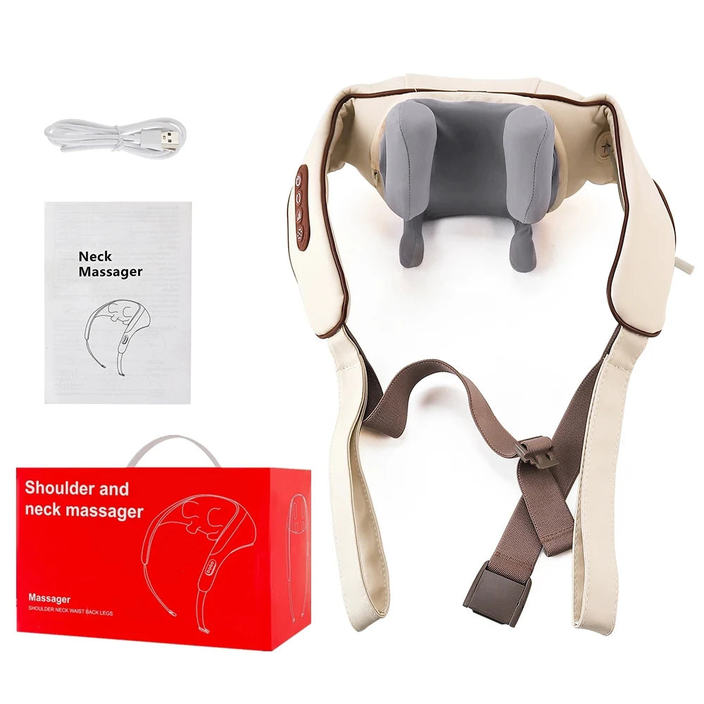 Electric Neck and Shoulder Massager - Cordless Deep Tissue Heat Therapy Body Shaping Massage Equipment Tidesmit