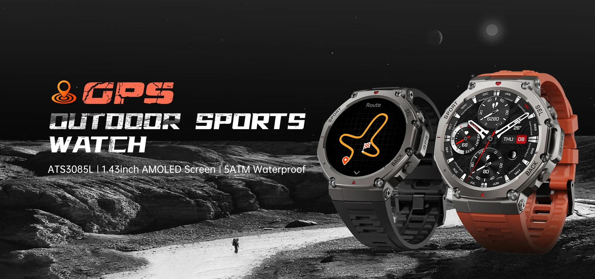 Military 2025 Smartwatch Men,1.43" AMOLED 5ATM Waterproof 170+ Sport Modes Smart Watch Built-in GPS BT Call for Xiaomi Samsung