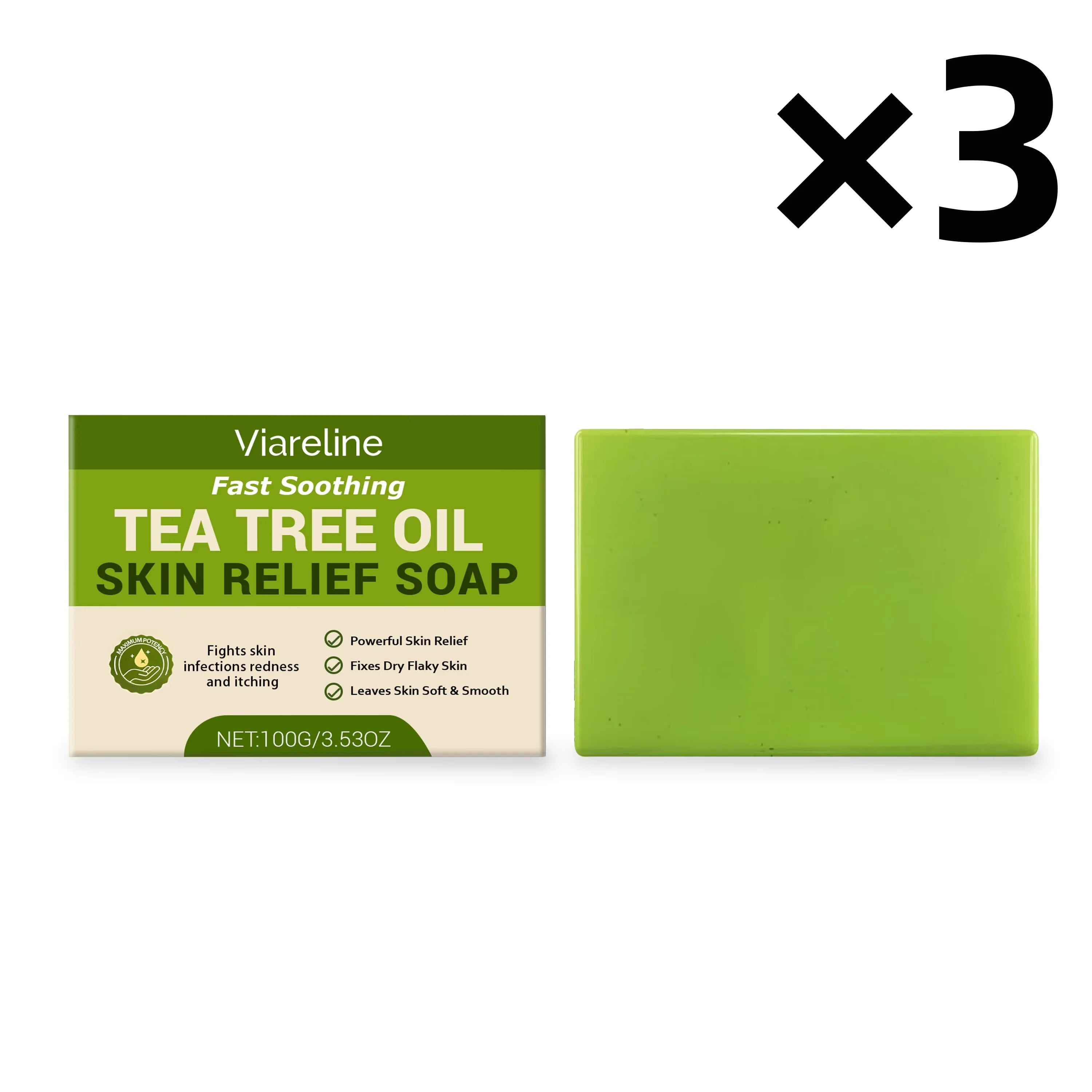 Tea Tree Oil Soap Deep Cleansing Bar - Natural Cruelty-Free Skin Care Scrubs Treatments 300g boxed Tidesmit