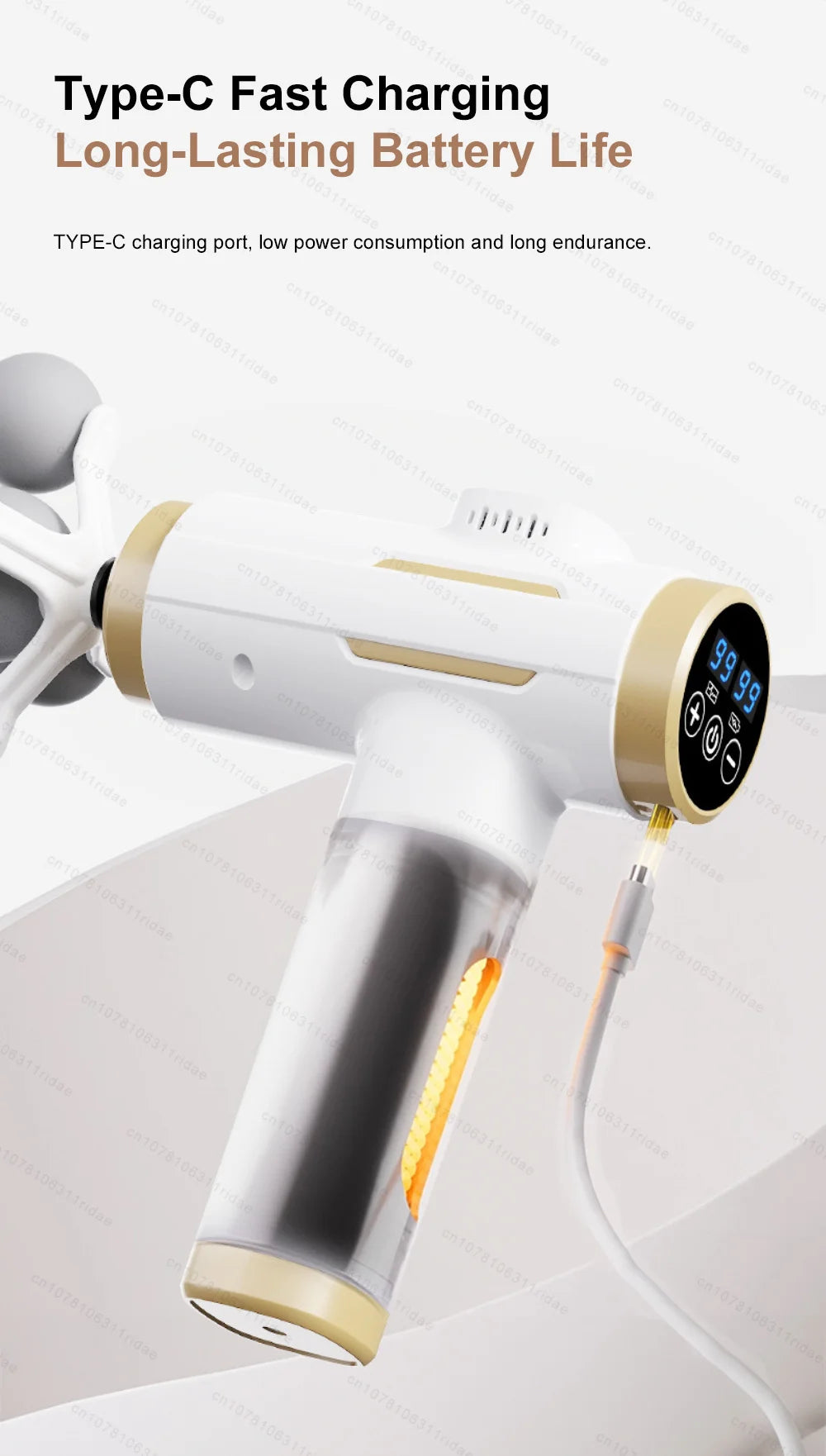 Electric Muscle Massage Gun - 99-Speed Deep Tissue Recovery - White Fascia Gun Tidesmit