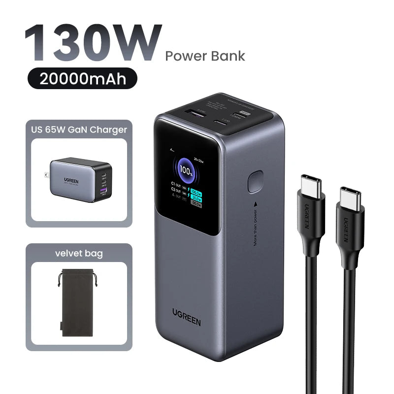 200W High Capacity Power Bank for Laptops and USB-C Devices 130W US Bundle Tidesmit