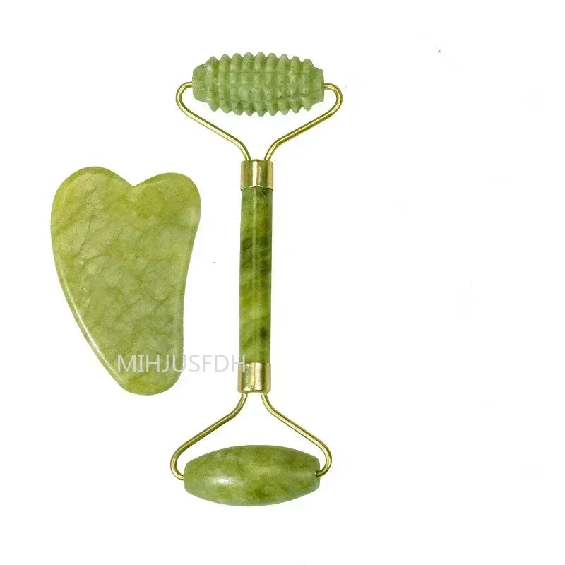 Jade Roller Massager 3-Piece Set for Face and Muscle Relief Back Massage Instrument 1 set Tidesmit