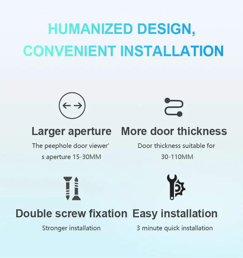 Danmini Tuya Smart Cat Eye Door Security Camera 3MP 4.3 Inch Screen 2K Visual Night Vision PIR Motion Detection Digital Peephole
