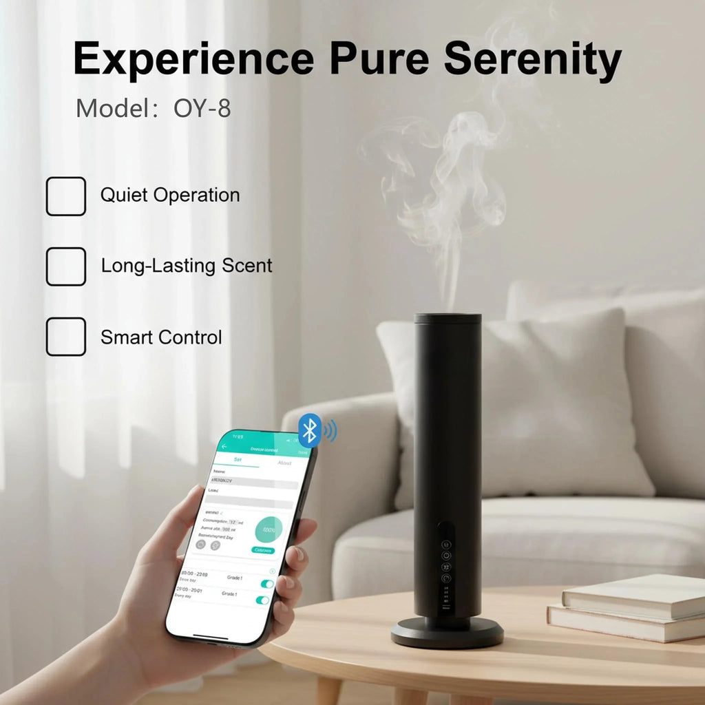Waterless Essential Oil Diffuser  Wireless Rechargeable Bluetooth Control – Cold Air Aromatherapy Scent Machine for Large Rooms