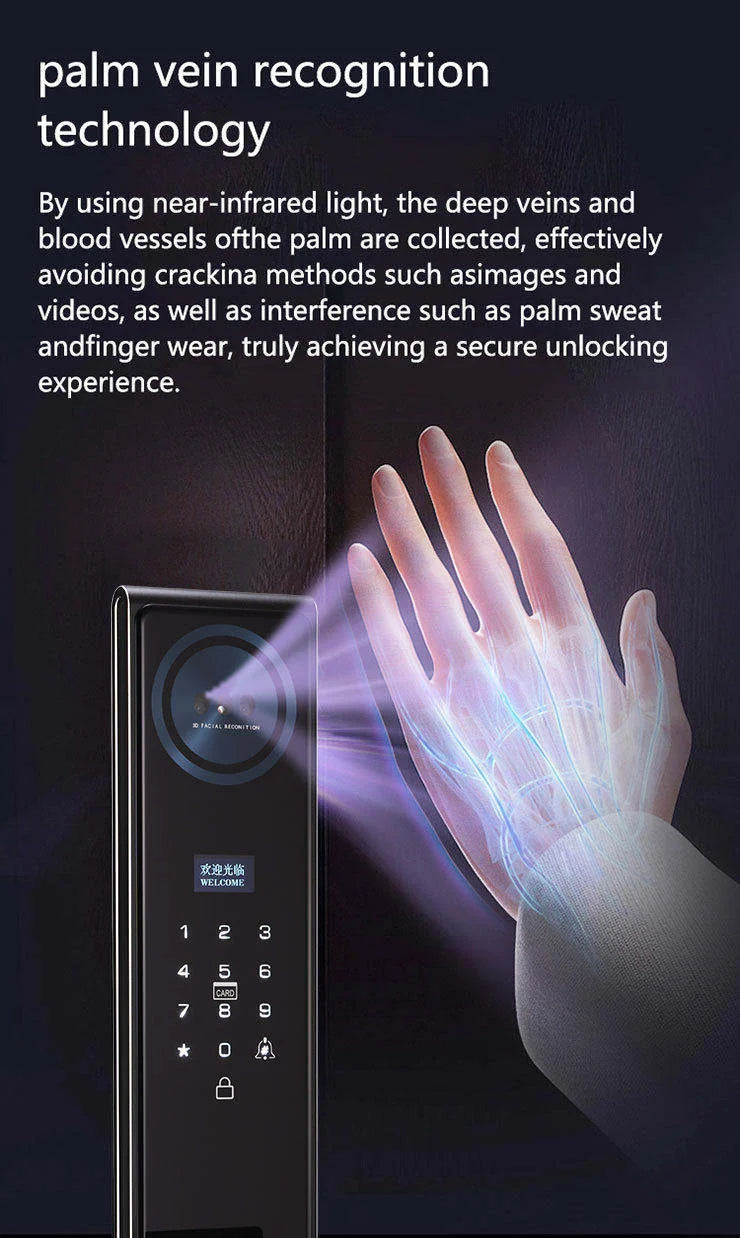 3D Face Recognition Smart Lock Camera Ble Biometric Fingerprint Security Automatic Functionality For Wood Home