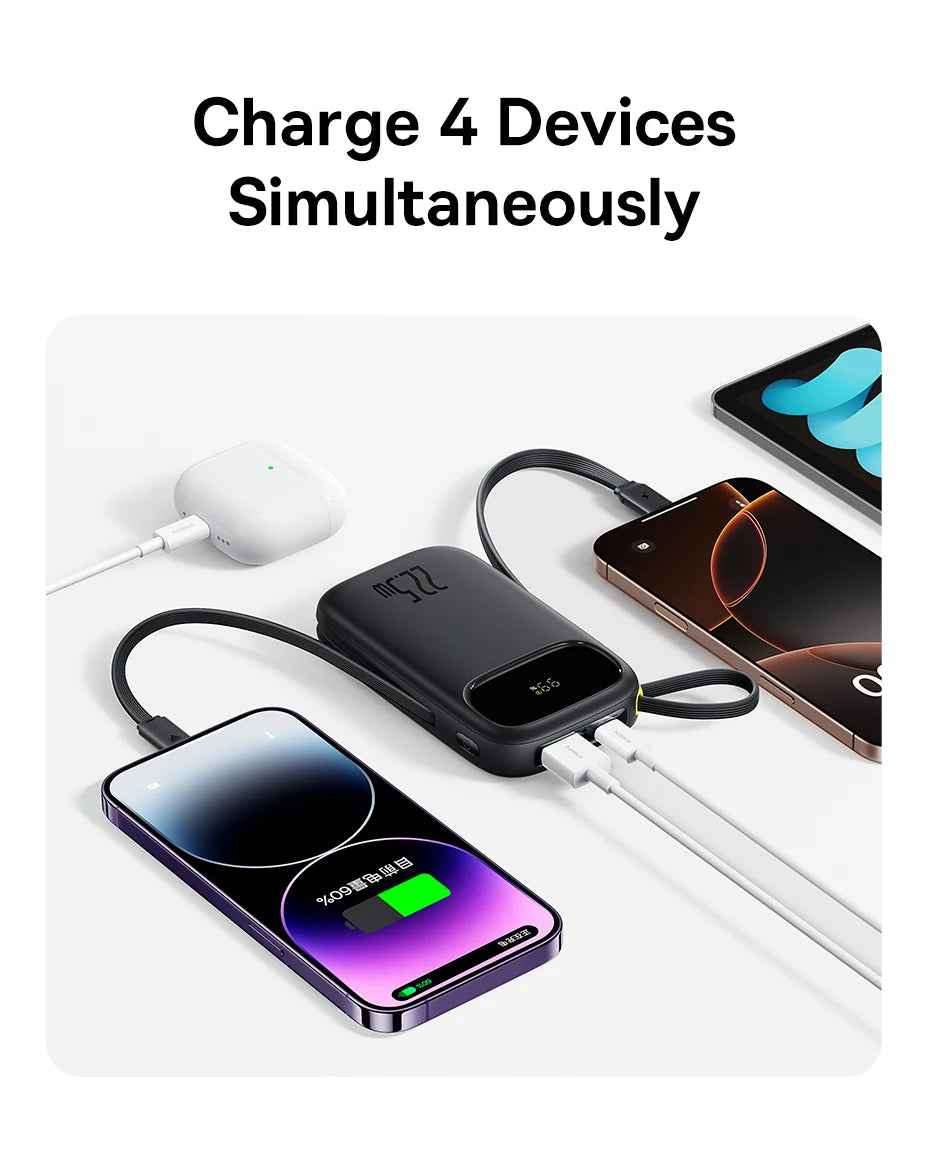 Tidesmit 20000mAh Portable Charger with Built-In PD Fast Charging Cables Tidesmit