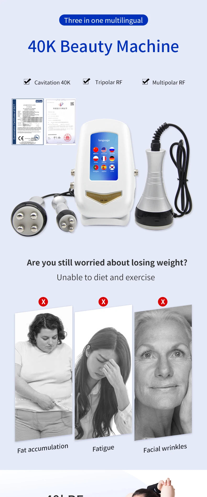 40K Ultrasonic Cavitation Machine for Targeted Body Sculpting Body Shaping Massage Equipment Tidesmit