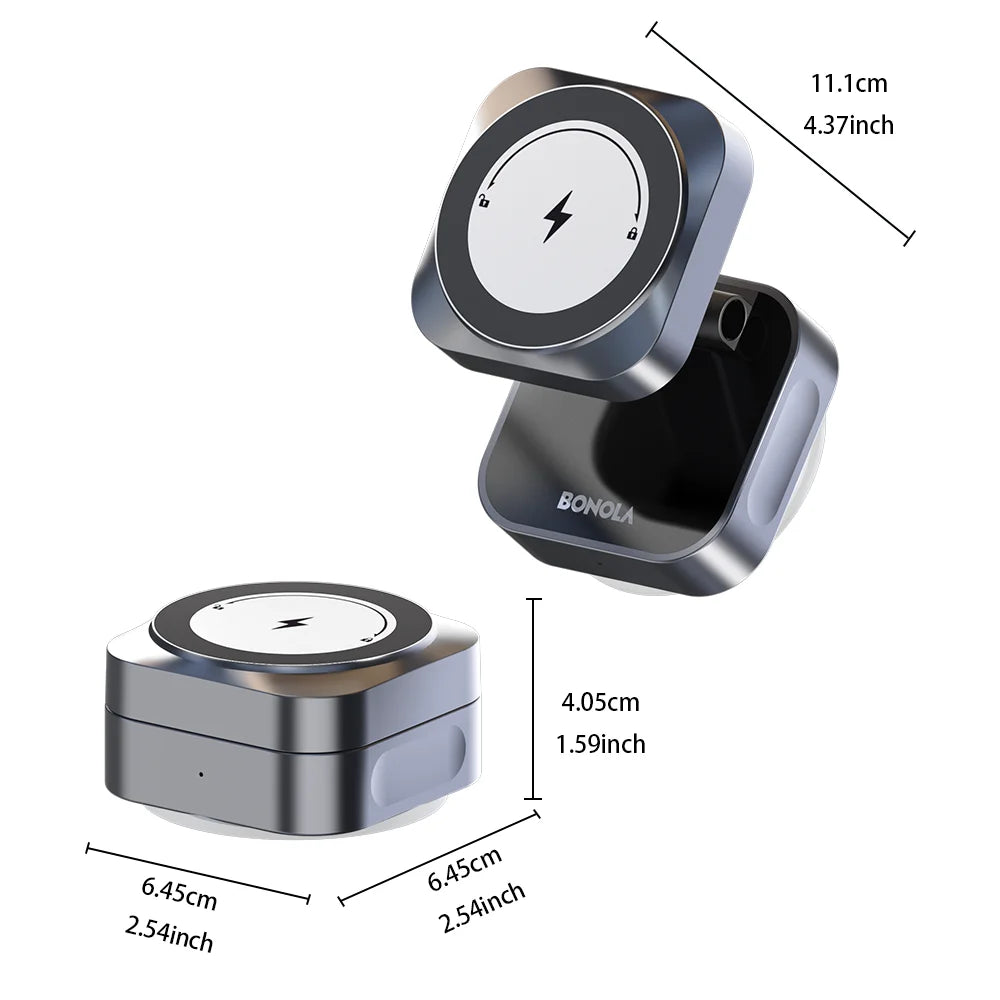 Vacuum Suction Wireless Charger - 15W MagSafe Compatible Stand Tidesmit