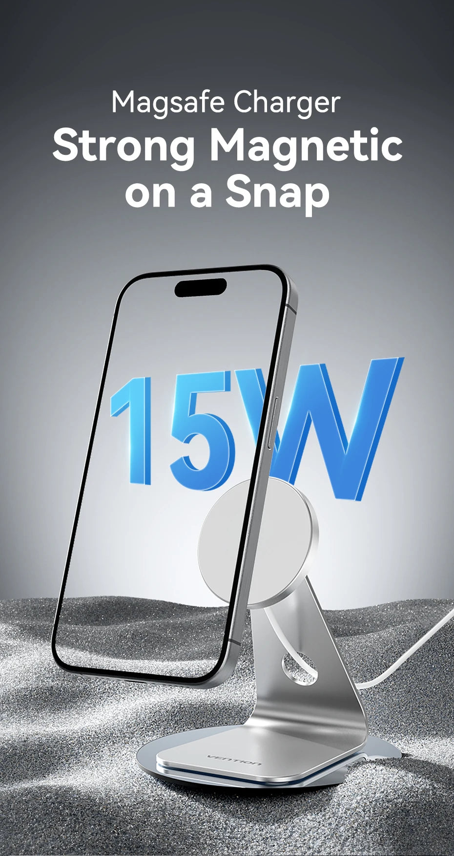 Magnetic Wireless Charger for iPhone 15W Fast Charge with 1M Cable Tidesmit