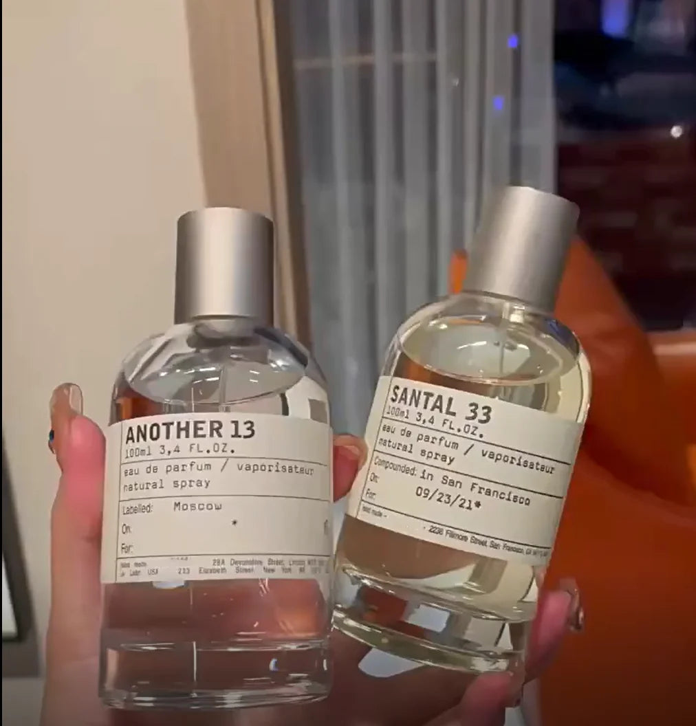 Le Labo Santal 33 & Another 13 EDP 3.4oz perfume bottles. Unisex luxury unisex fragrance set, perfect holiday gift.