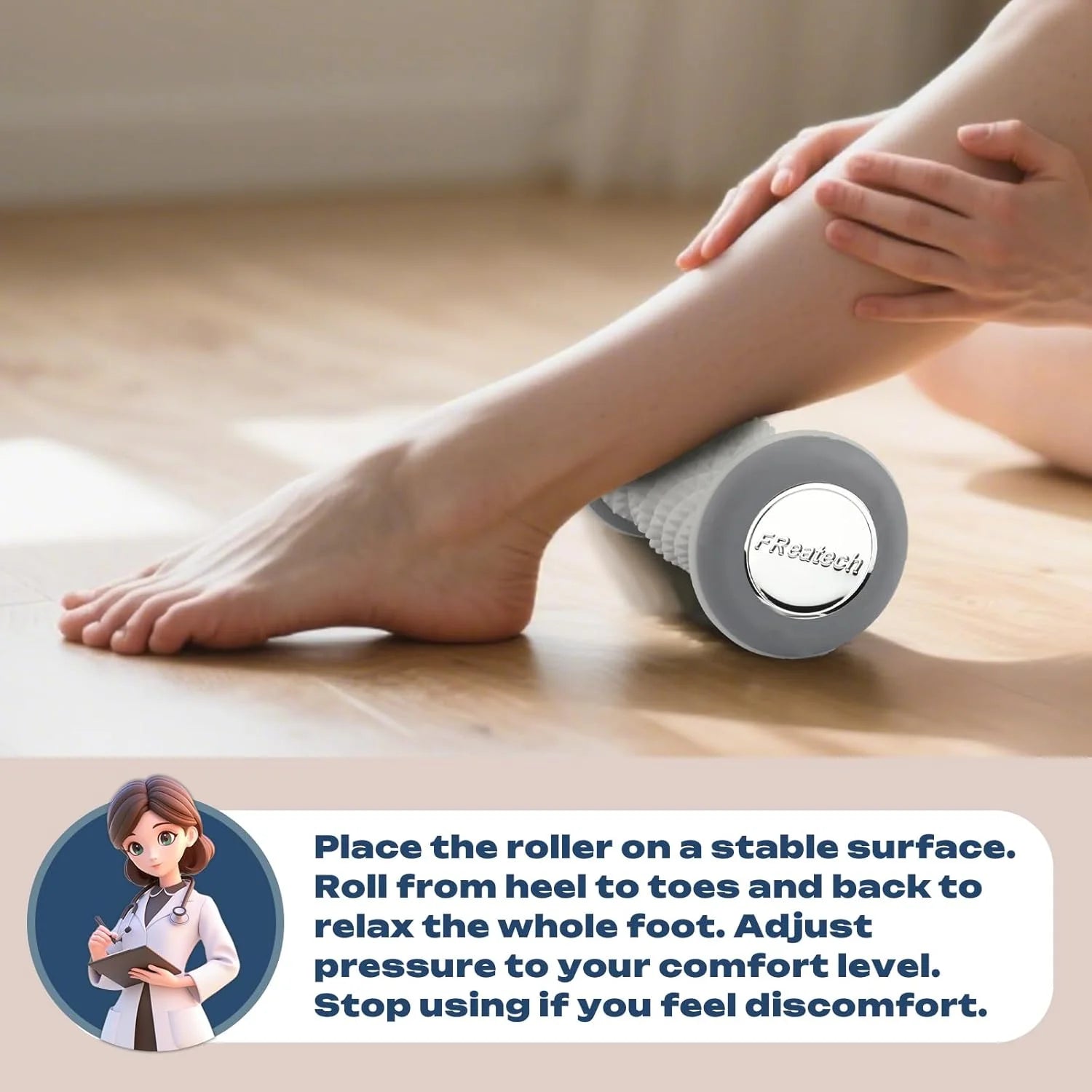 Foot Massager Roller for Plantar Fasciitis Relief - Portable Blue Tidesmit Back Massage Instrument Tidesmit