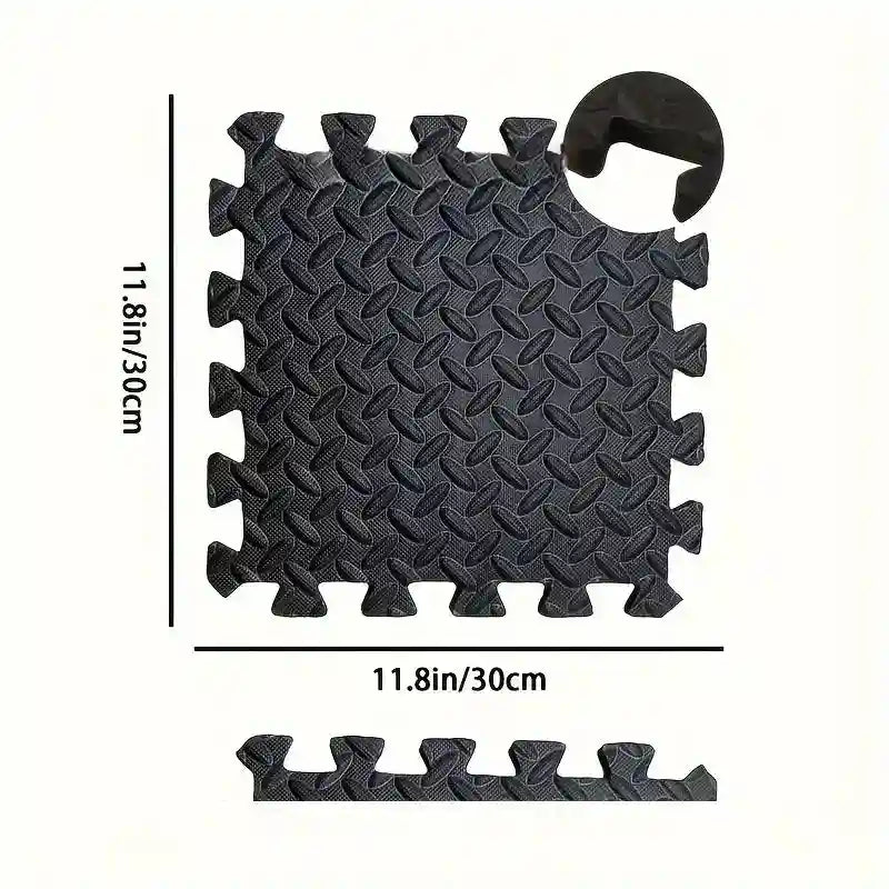 Interlocking Gym Flooring Mats 12Pcs EVA Foam Exercise Tile Set Back Massage Instrument black 12Pcs Tidesmit